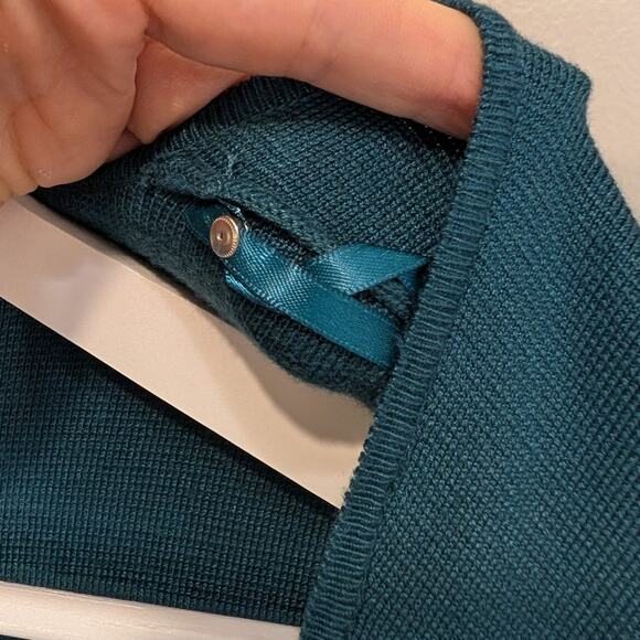 Abercrombie & Fitch Dress Teal Mini Sweater Sweetheart Bodycon Party - Size M - Picture 7 of 8